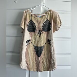 Vintage My Bikini Black and Tan Swim Coverup